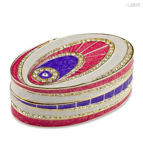 Crystal Eye Enameled Jewelry Trinket Box