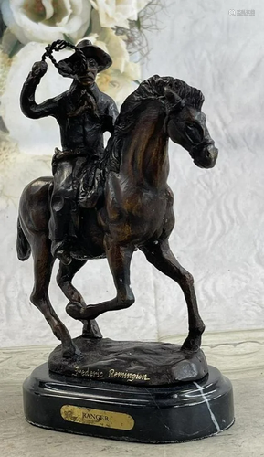 Original Seasoned Cowboy on Horse Western Old West Bronze Sc...