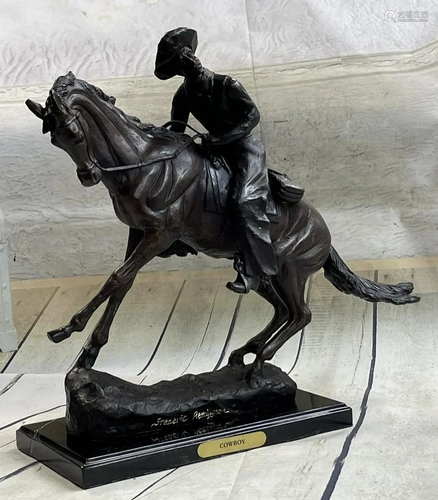 Frederic Remington Cowboy Bronze Statue Sculpture