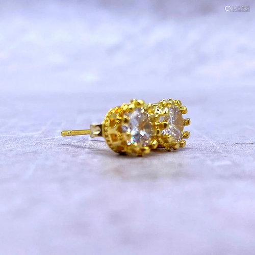 Wedding Stud Earrings 18 Karat Gold Plated