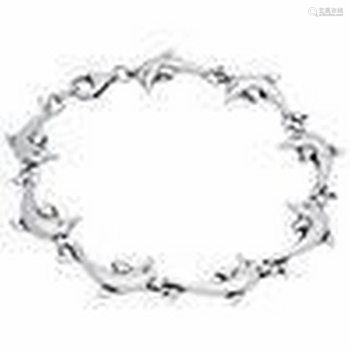 7" Sterling Silver Dolphin Link Bracelet