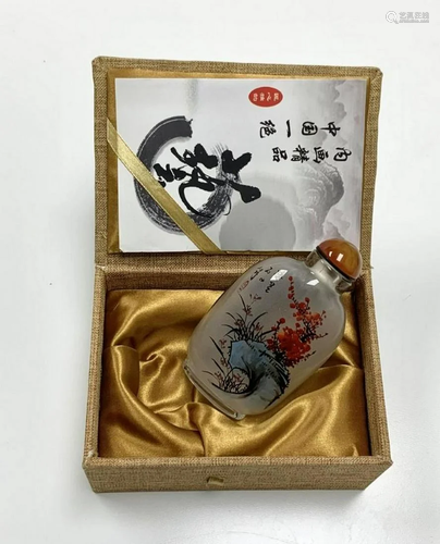 Unique Reverse Painted Oriental Glass Snuff Bottle