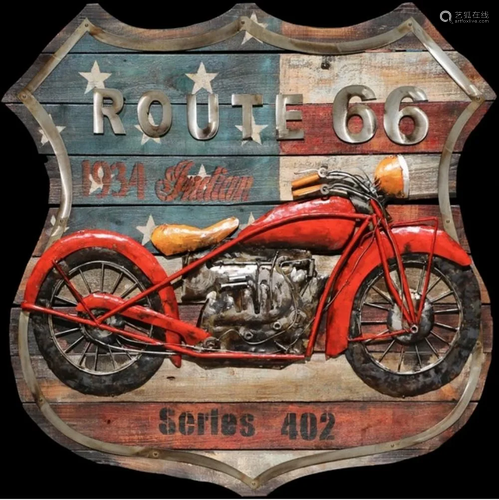 Route 66 American Flag 3D Painting on a Wood Canvas