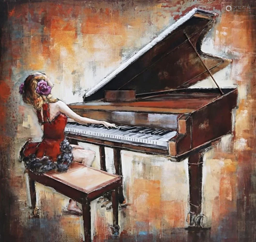 "Music of the Soul" Woman Playing Piano 3D Paintin...