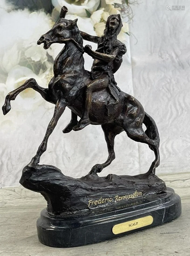 SCALP Frederic Remington Bronze Statue Sculpture Native Amer...