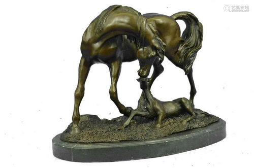 Bugatti Mare With Foal Horse Bronze Sculpture