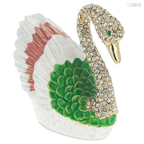 Elegant Swan Jeweled Trinket Box