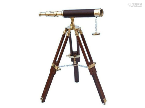 Floor Standing Brass/Leather Harbor Master Telescope 30"...