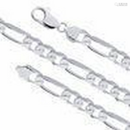 Flat 7mm Silver Figaro Chain