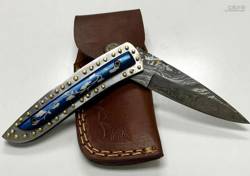 Dragons Fury Damascus Folding Knife