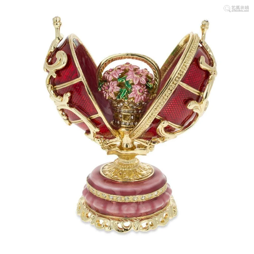 1899-1903 Spring Flowers in Red Royal Russian Inspired Egg