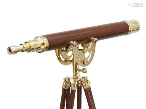 Floor Standing Brass/Wood Anchormaster Telescope 50"