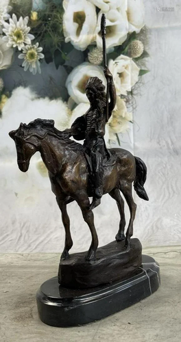 MOHICAN Western Bronze Statue Sculpture Native American Indi...