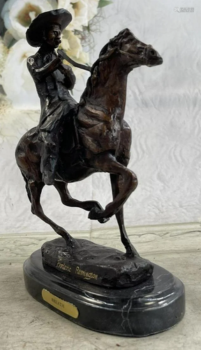 BREATH Frederic Remington Bronze Cowboy Statue Sculpture Wes...