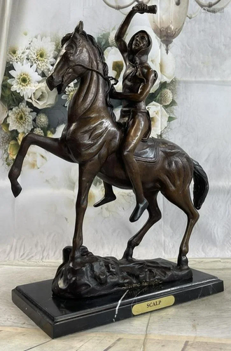 SCALP Frederic Remington Bronze Statue Sculpture Native Amer...