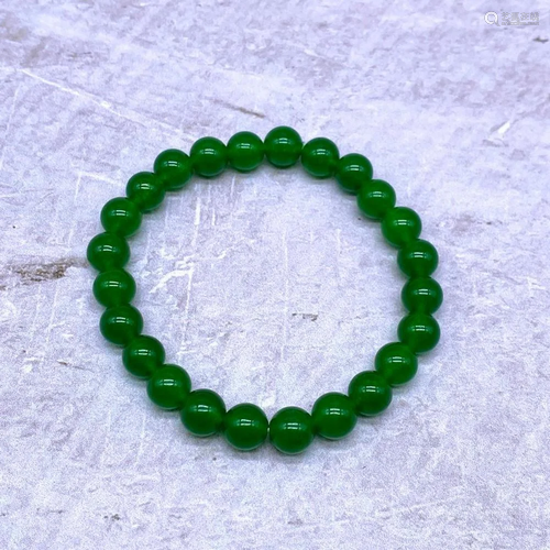 This Beautifully Crafted Asian Green Jade Beaded Bracelet