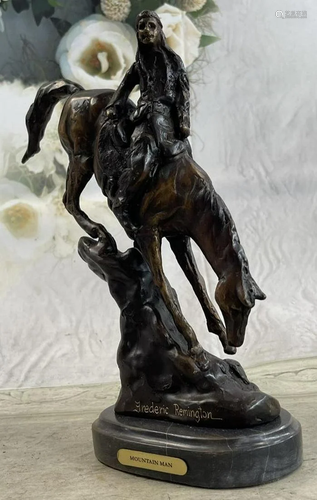 MOUNTAIN MAN Frederic Remington Bronze Statue Native America...