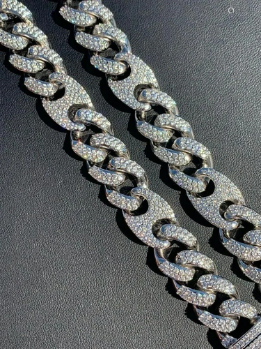 Men's 20" Miami Cuban Link Chain Diamond Real Figa...