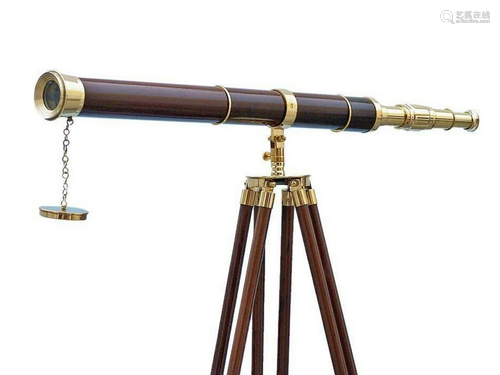 Admirals Floor Standing Brass with Wood Telescope 60"