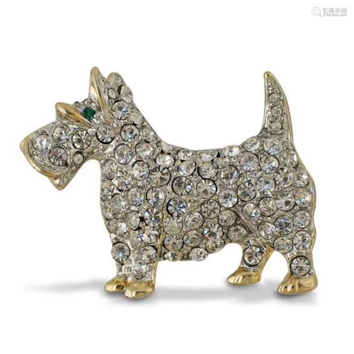 Terrier Dog Jeweled with Austrian Crystals Brooch