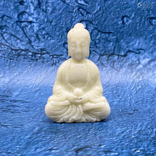 Asian White Jade Resting Buddha Figure