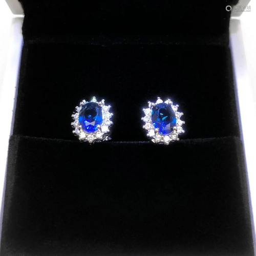 Lady Dianne Inspired Tanzanite and 925 Silver Earrings