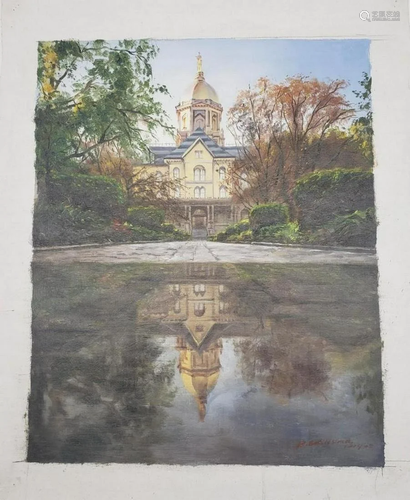 Original Commemorative Oil Painting Of Notre Dame's Mai...