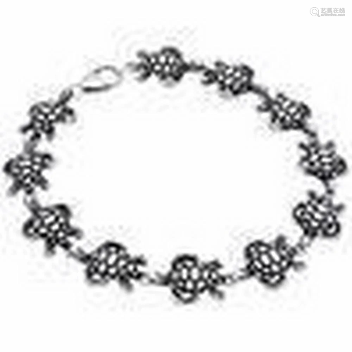 7" Sterling Silver Turtle Link Bracelet