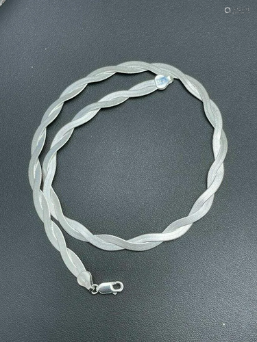 Unisex 20" Solid .925 Sterling Silver Twisted Heringbon...