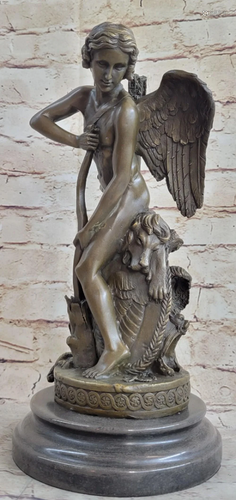 Heavenly Serenading Angel Bronze Statue by Houdon