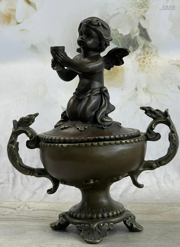 Baby Angel Cherubim Bronze Jewelry Box Urn