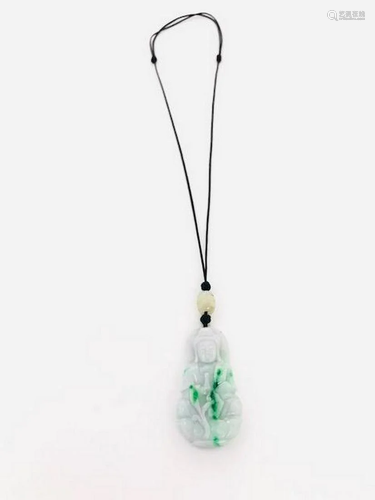 Chinese Jade Resting Buddha Pendant On Black Adjustable Rope...