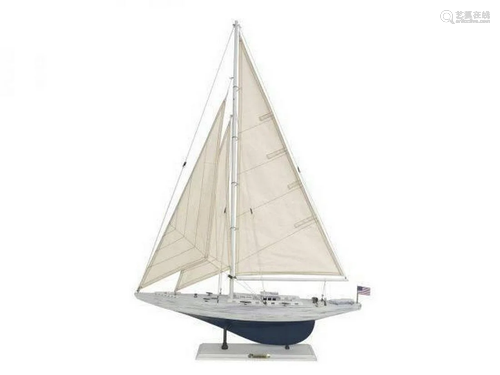 Wooden Rustic Whitewashed Enterprise Limited Model Sailboat ...