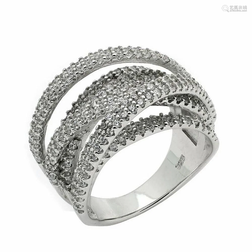 925 Sterling Silver Rhodium Plated Micro Pave Cocktail Ring