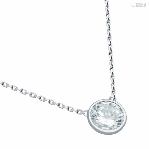 RHODIUM PLATED 7.5MM AUSTRIAN CRYSTAL ON NECKLACE 16" +...