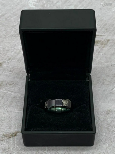 Mens Titanium Steel Black And Silver Ring