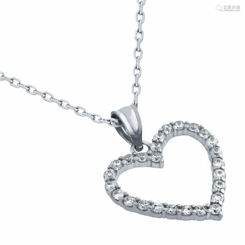 RHODIUM PLATED 17MM AUSTRIAN CRYSTAL OUTLINE HEART NECKLACE ...