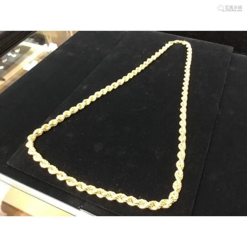 10k Yellow Gold Custom Designed Rope Chain Weight 40.5 Grams