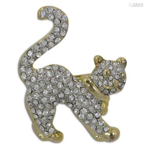 Cat Crystal Bejeweled Brooch Jewelry Pin