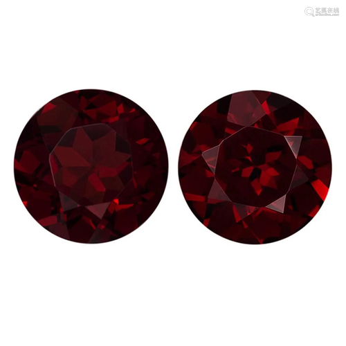 LOT OF 2 NATURAL EXTRA FINE ROUND CUT DEEP RED