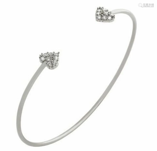 Rhodium Plated 925 Sterling Silver Dainty Bangle with Austri...