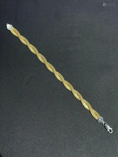 14k Gold. - Over SOLID 925 Silver - Twisted Braided "He...