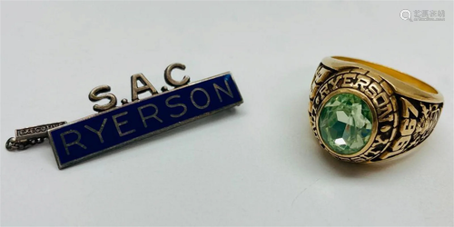 S.A.C Ryerson Lapel & 10K Solid Gold Jostens 1967 Commem...