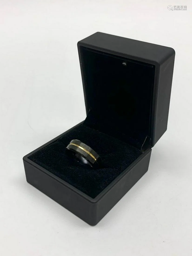 Ladies Titanium Black And Gold Engagement Ring