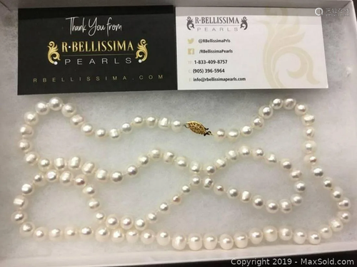 8mm Freshwater Pearl Necklace Gold Clasp