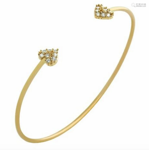 Gold Plated 925 Sterling Silver Dainty Bangle with Austrian ...