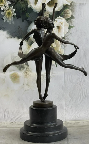 Dual Gemini Ballerina Dancers Collectible Vitaleh Bronze Scu...