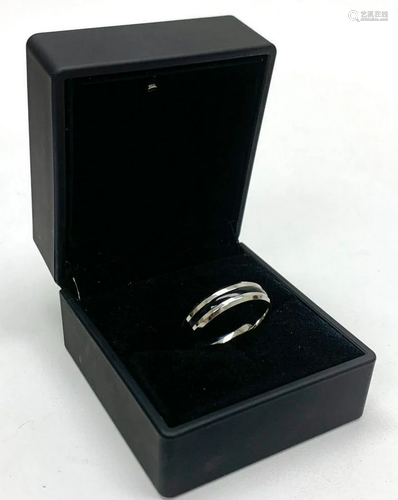 Men's Titanium Steel Silver Black Engagement Ring