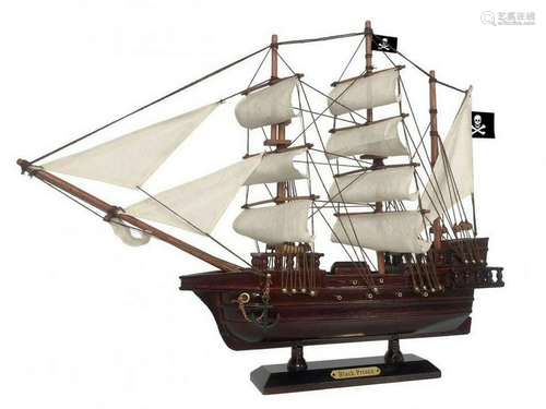 Wooden Ben Franklin's Black Prince White Sails Pirate S...