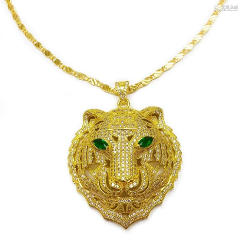 18kt Gold Plated Lions Head Pendant With 18kt Gold